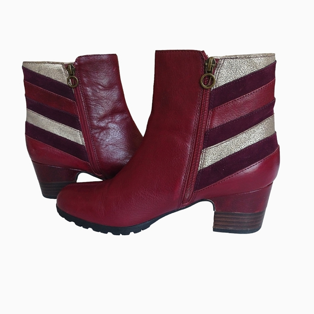 Jambu Amal leather wine multi ankle boots size 9 1/2